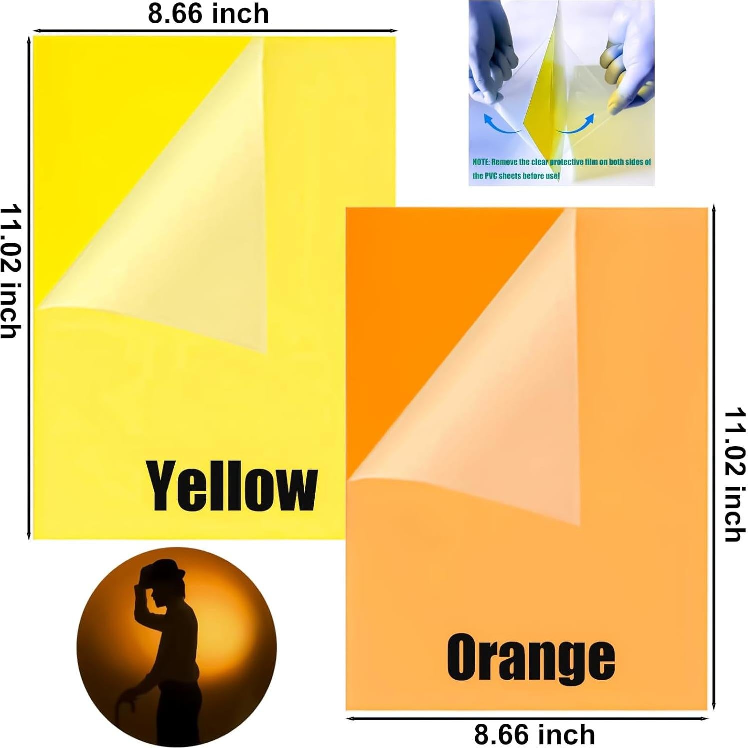 10 Filtros de Luz de Gel Amarillo y Naranja SIQINZONGWA 21.6x27.9cm