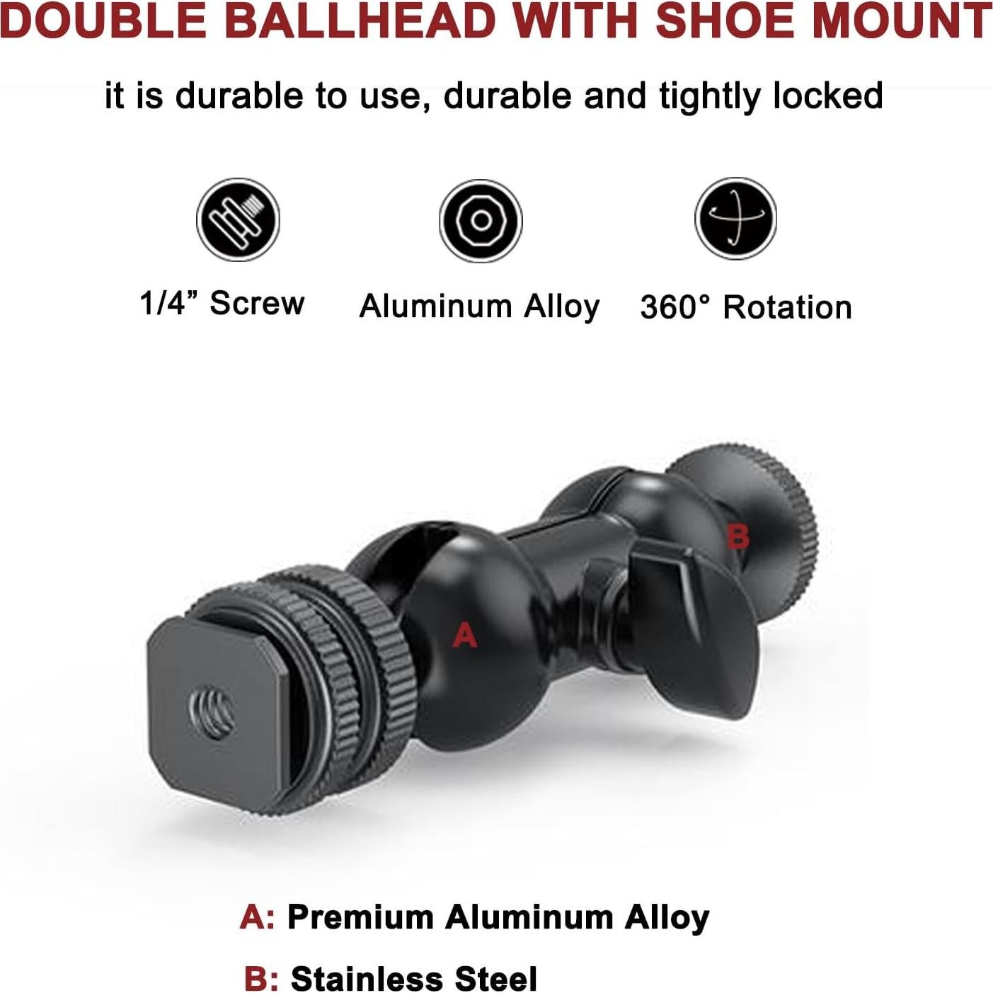 Mini Brazo Mágico Lanxire Doble Cabeza 1/4" para Cámaras