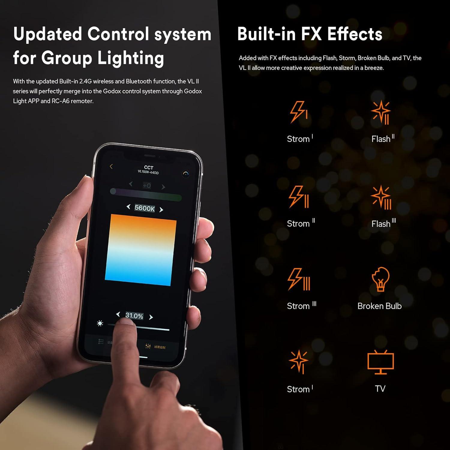 Luz LED Godox VL300II Profesional 320W 5600K CRI 96+