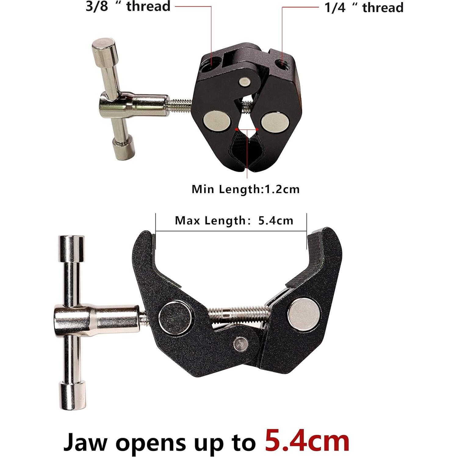 Super Clamp QYXINC 2 Pack con rosca 1/4 y 3/8 para fotografía