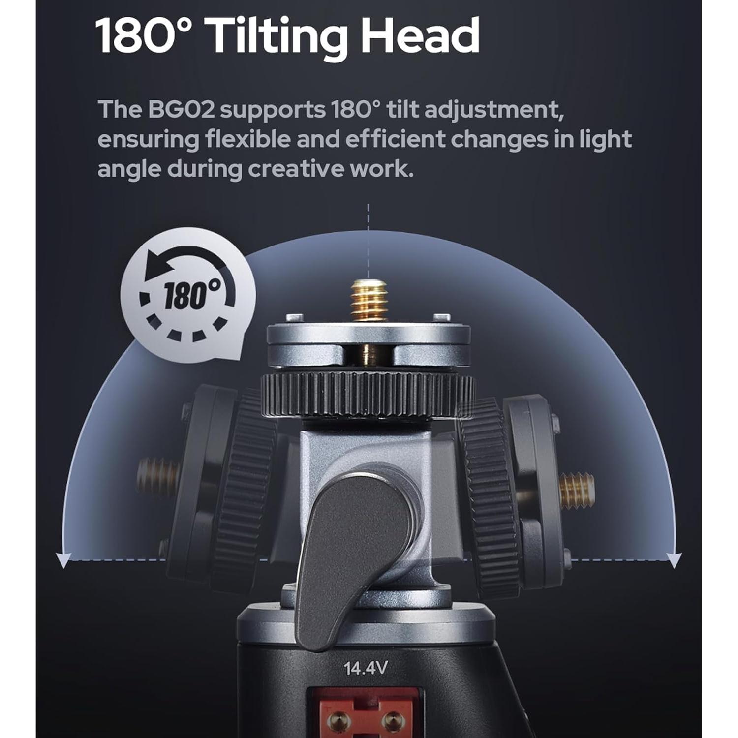 GODOX BG02 Battery Grip with D-Tap and USB-C Cable for Flash Light and LED Video Light,98W Power Handgrip for AD200,AD200PRO II,AD300 PRO,ML100BI,ML60BI,and Other Photography Studio Lights