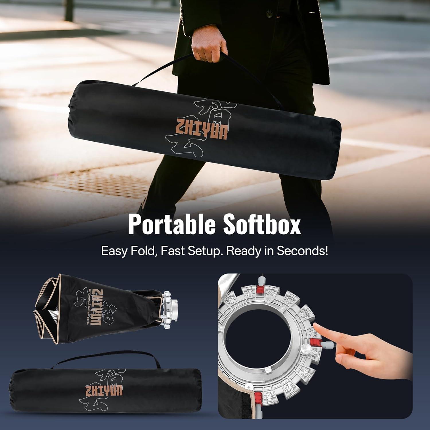 Softbox Rectangular ZHIYUN 60x90cm con Difusores y Bolsa