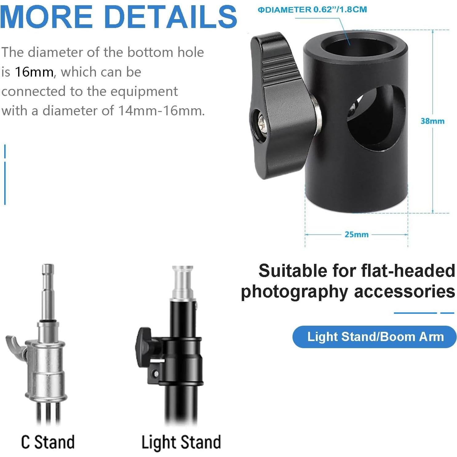 Adaptador de Montaje Lanxire 16mm con Tornillo 1/4" - Paquete de 2