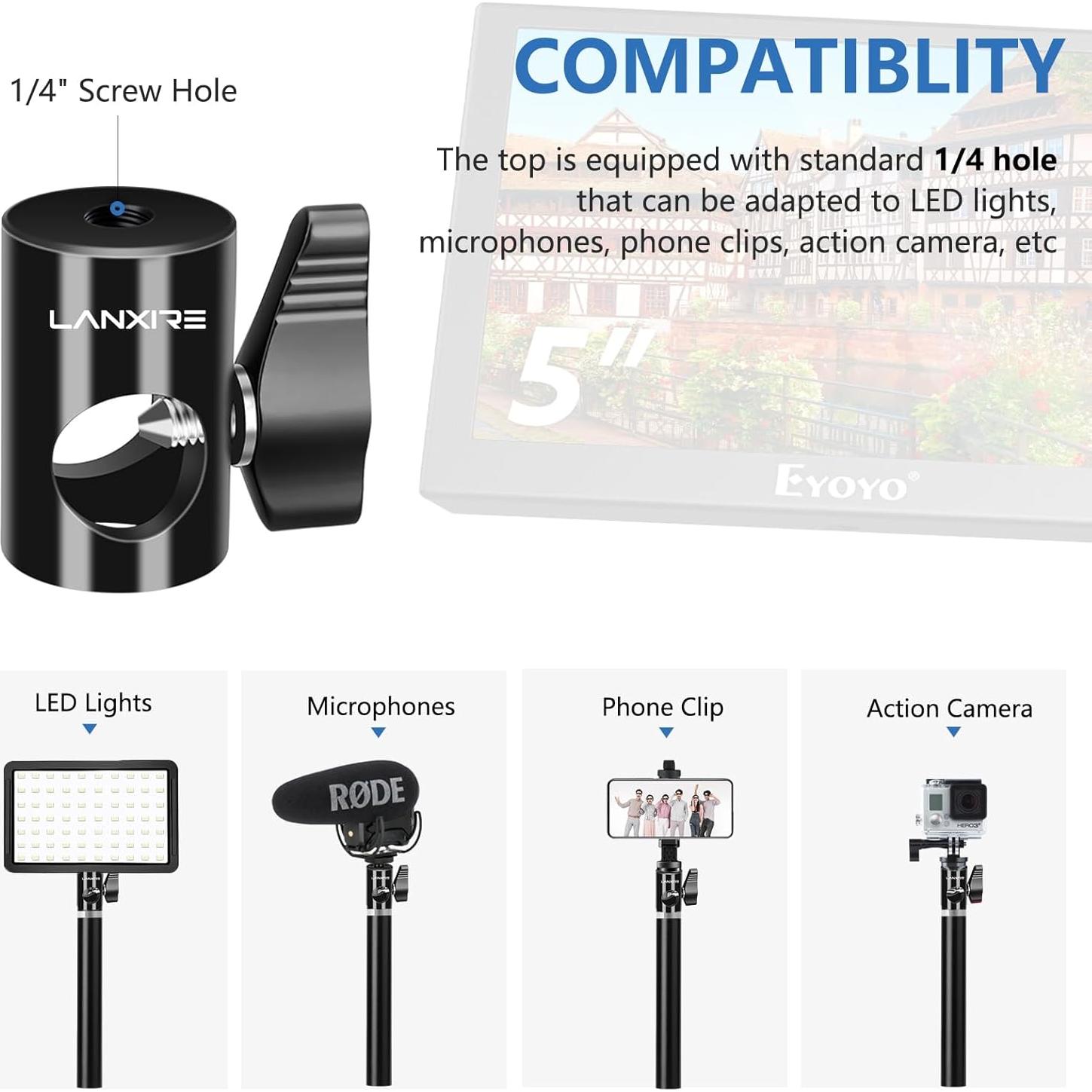 Adaptador de Montaje Lanxire 16mm con Tornillo 1/4" - Paquete de 2