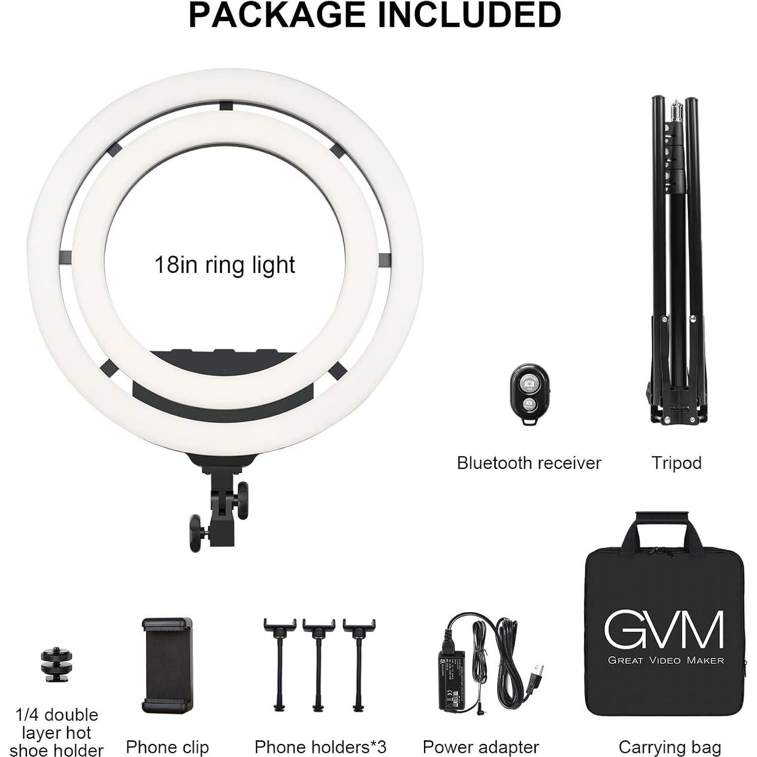 Luz de Anillo GVM 45cm LED RGB con Trípode Ajustable 175cm