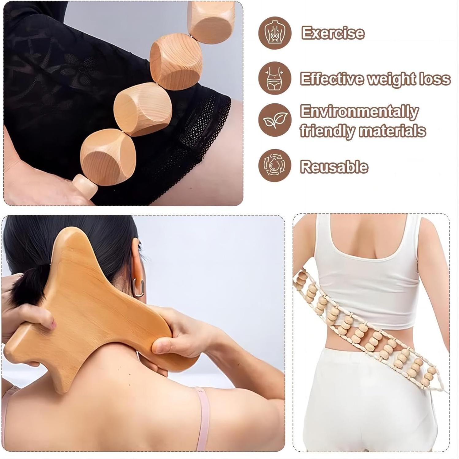 Juego de 15 Herramientas de Masaje de Madera HanaWood