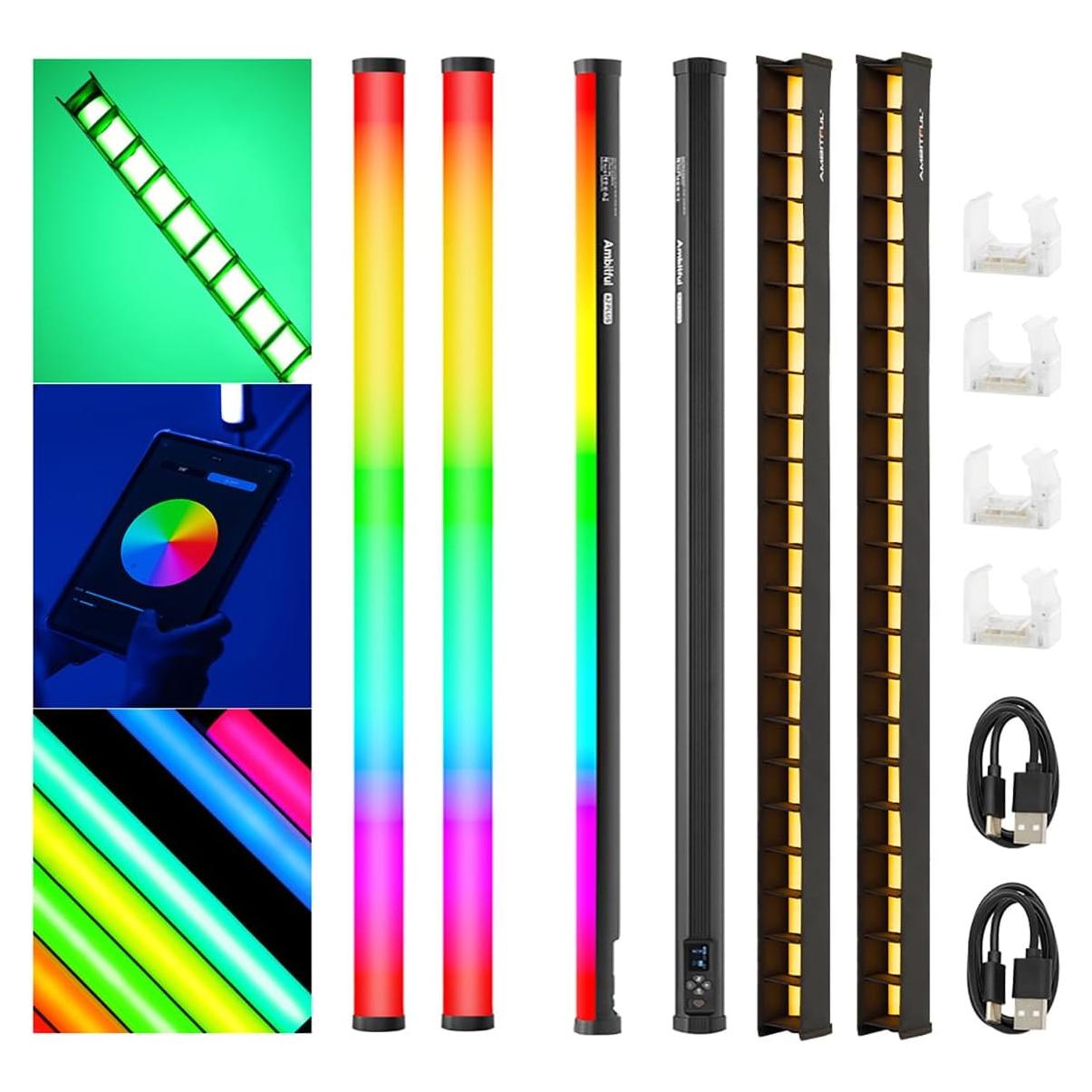 Bastón de Luz Portátil AMBITFUL A2 PLUS 30W RGB LED 2500K-8500K