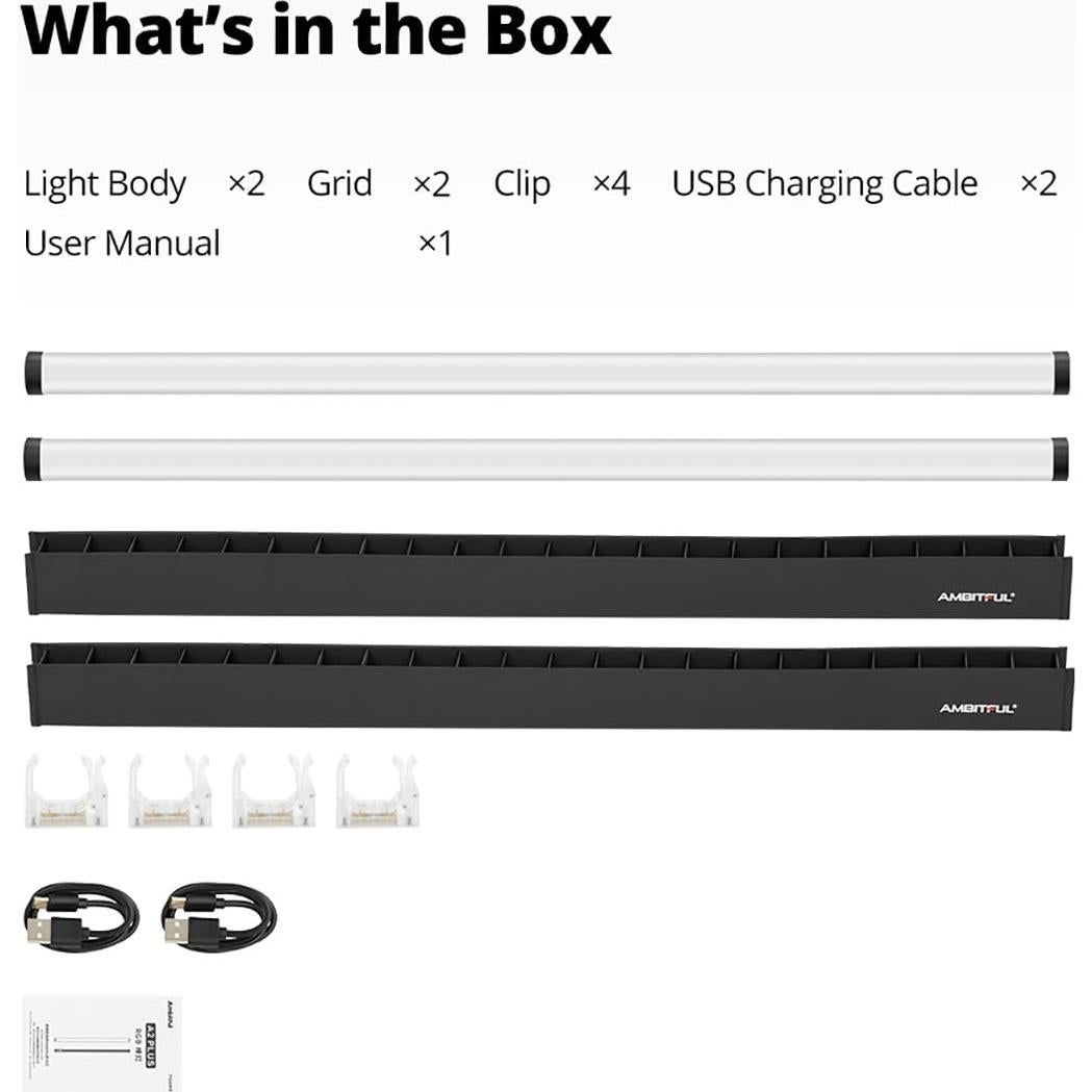 Bastón de Luz Portátil AMBITFUL A2 PLUS 30W RGB LED 2500K-8500K