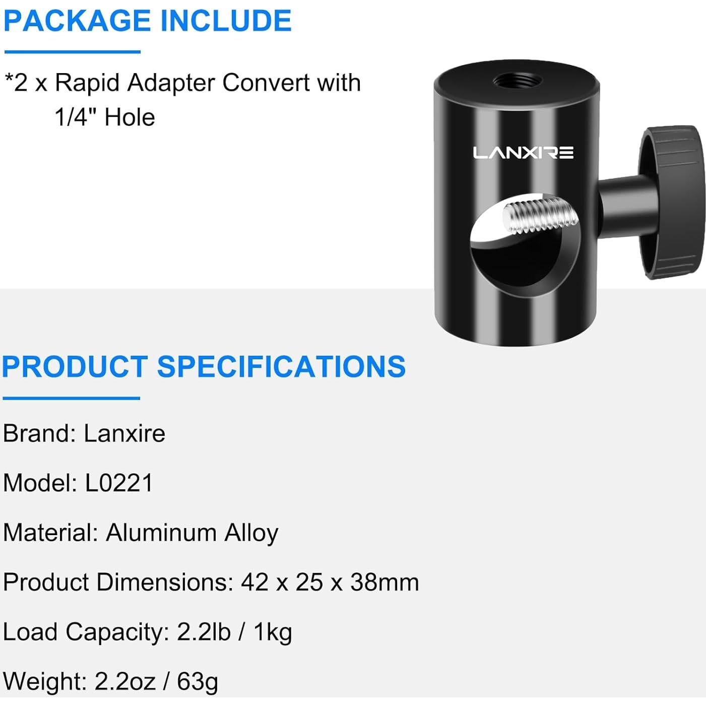 Adaptador Rápido Lanxire 2-Pack para Soporte de Luz 16mm