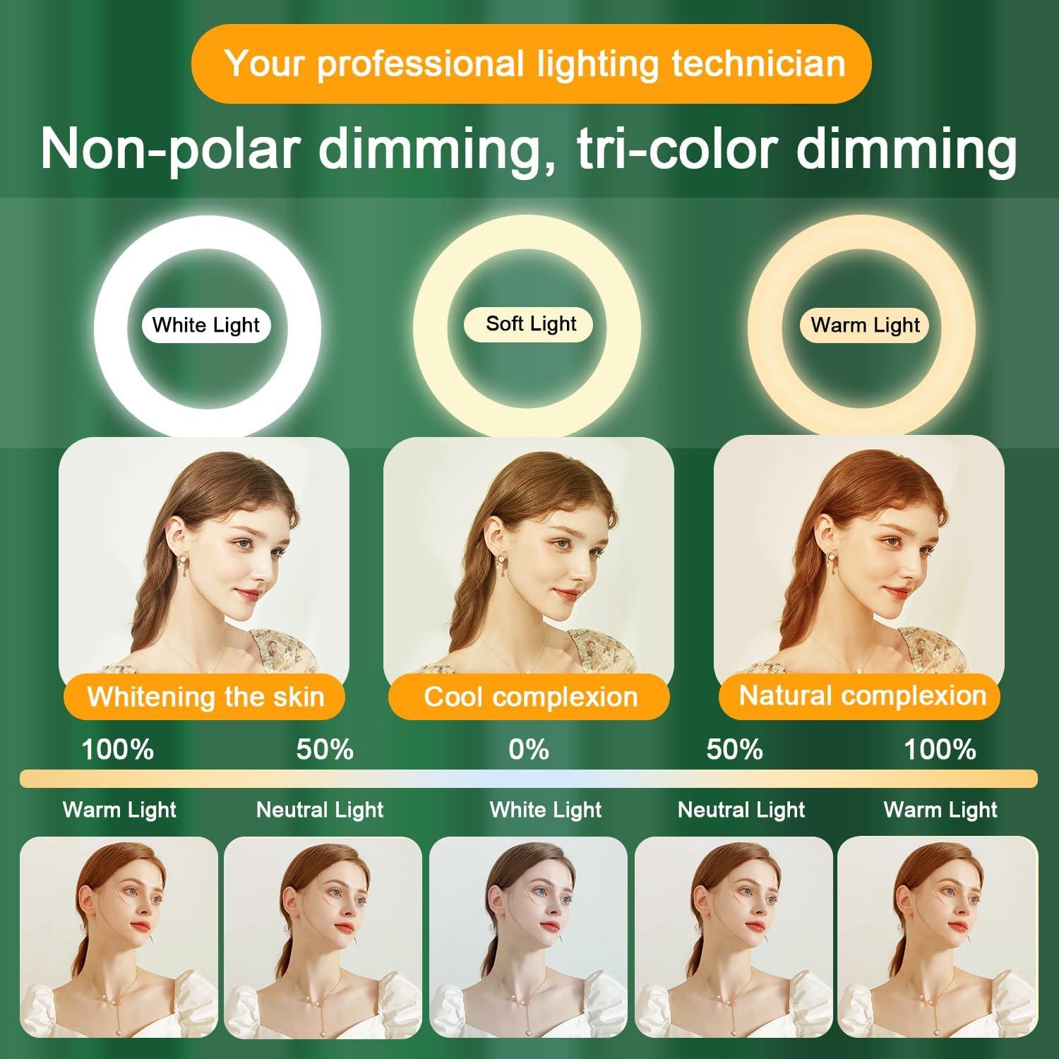 Anillo de Luz LED Zomei 18" Regulable 58W 5500K para Maquillaje