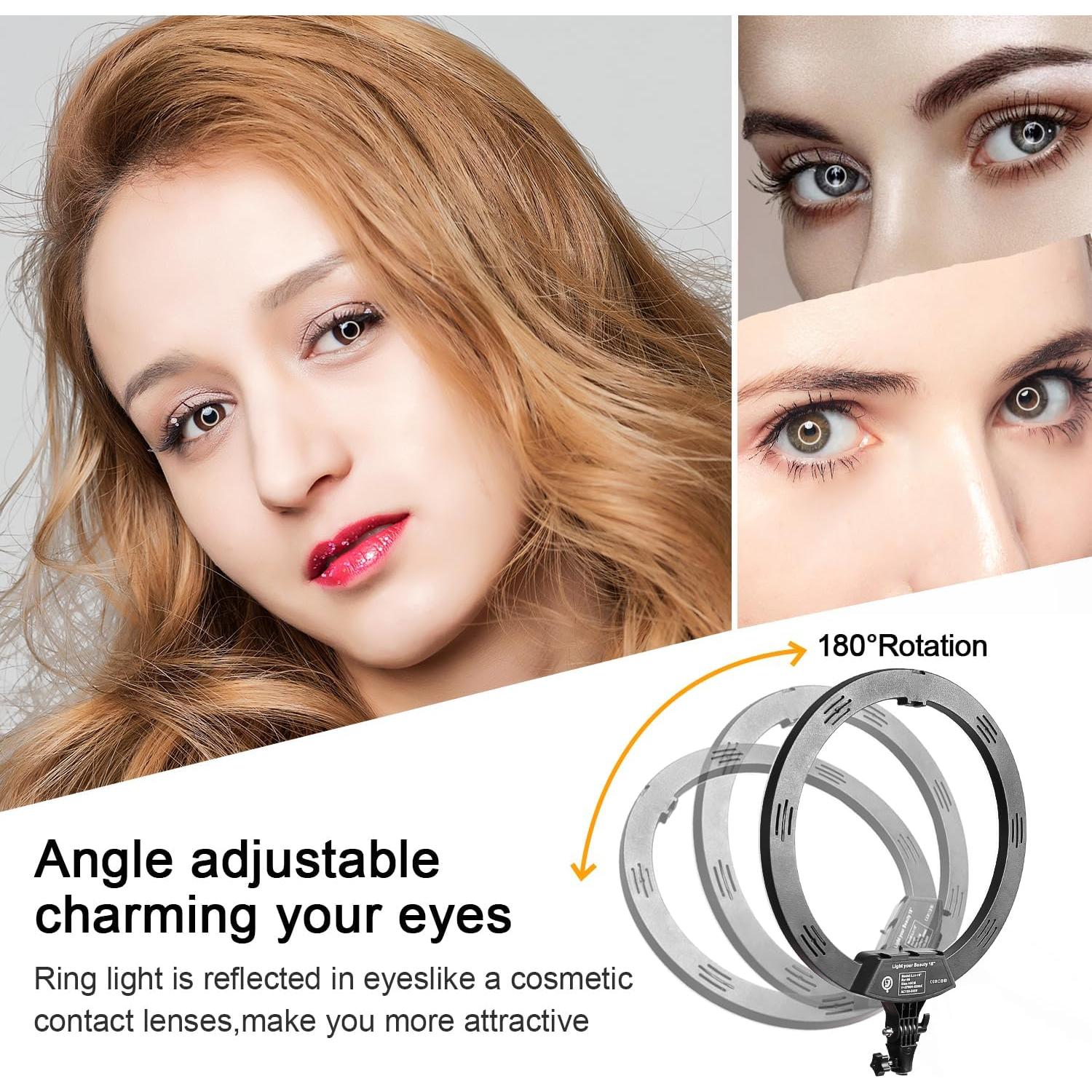 Anillo de Luz LED Zomei 18" Regulable 58W 5500K para Maquillaje