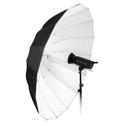 Fotodiox Pro 72in Parabolic White Reflective Umbrella - 16-Rib Black/White Photographic Umbrella