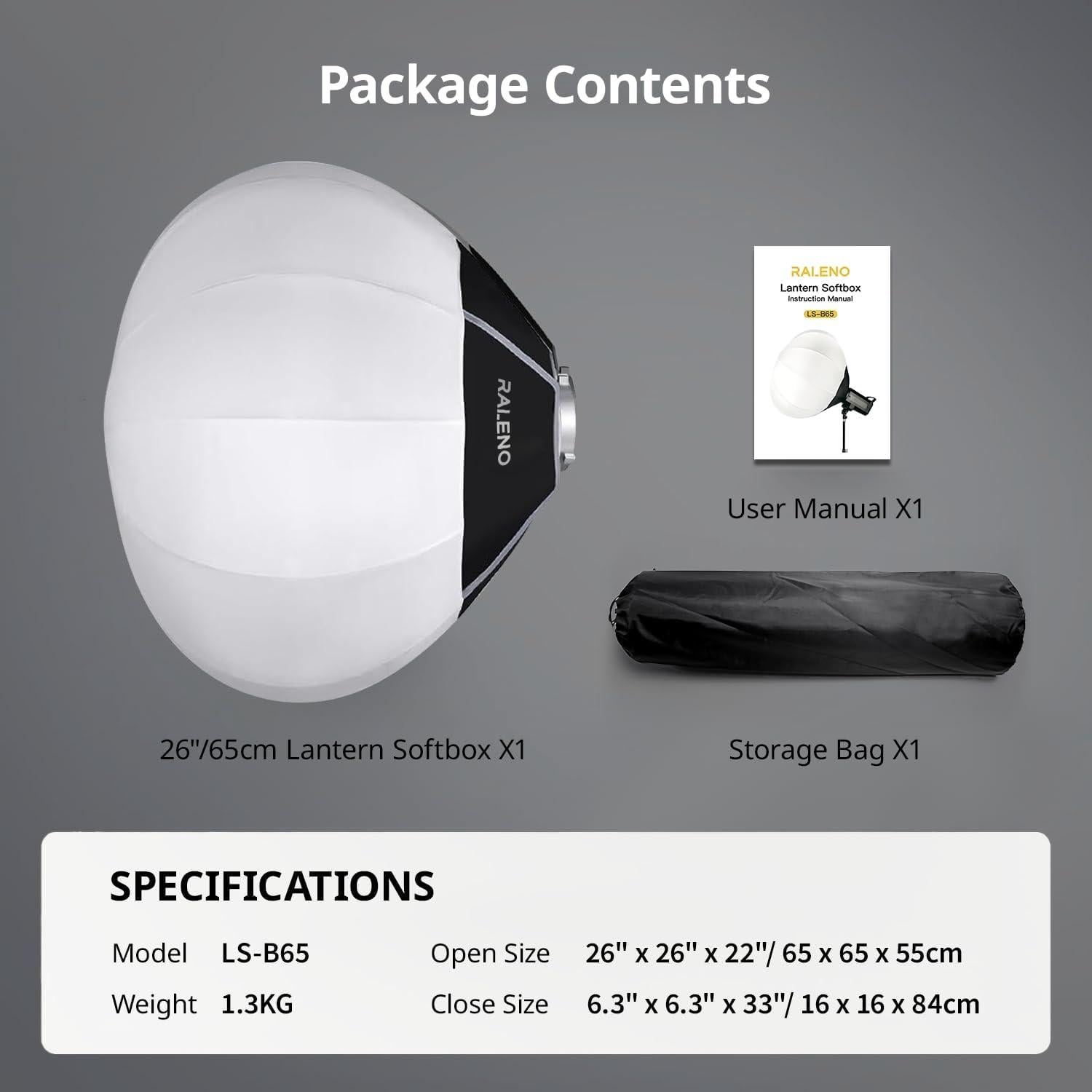 Linterna Softbox RALENO 65cm con Montura Bowens y Difusor