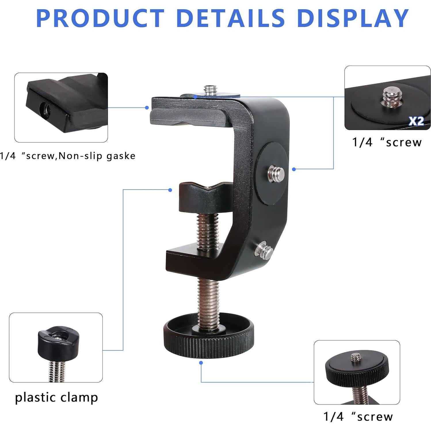 Soporte de cámara C Clamp QYXINC ajustable para estudio