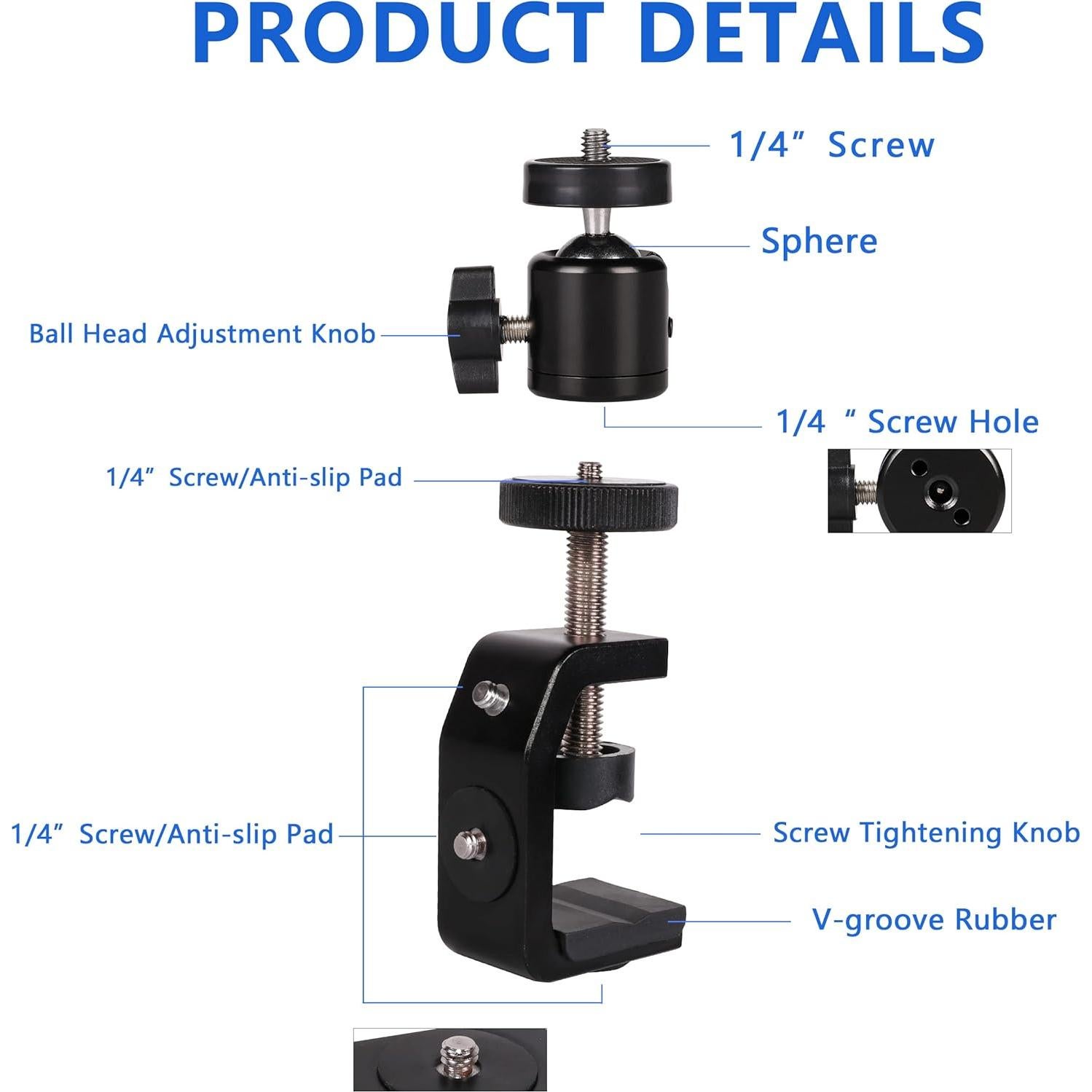 Soporte de cámara C Clamp QYXINC ajustable para estudio