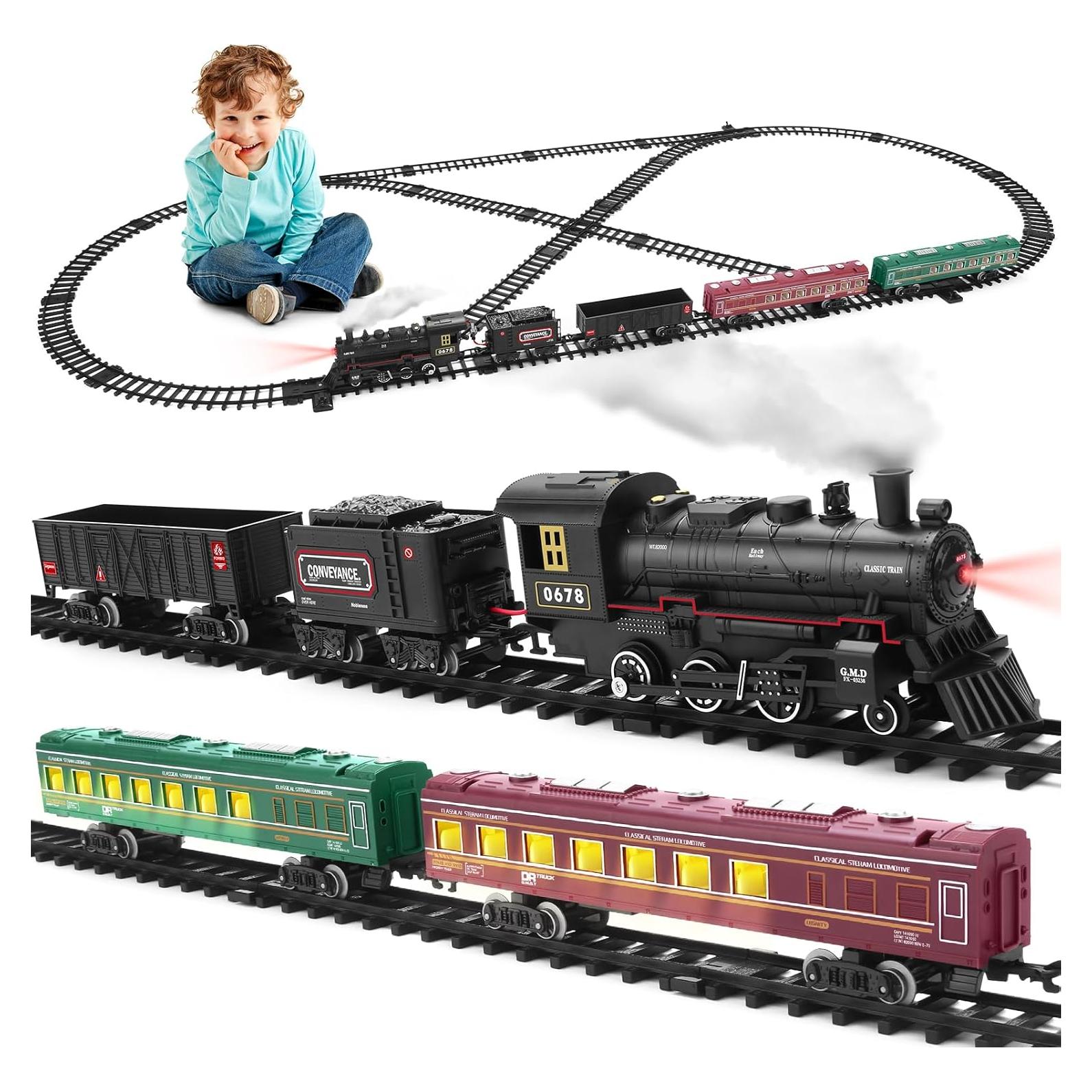 Juego de tren eléctrico LICHENGFENG con locomotora y vagones