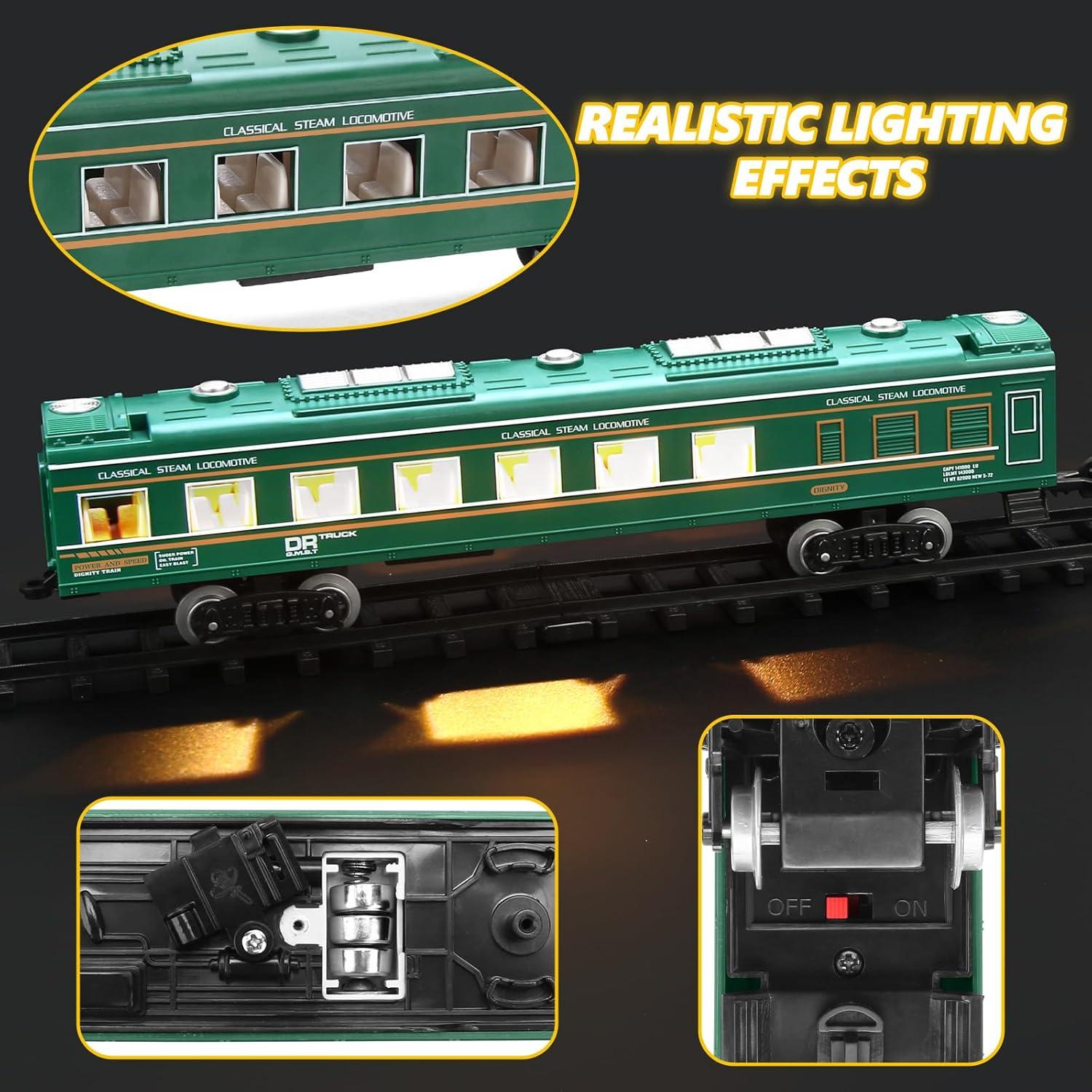 Juego de tren eléctrico LICHENGFENG con locomotora y vagones