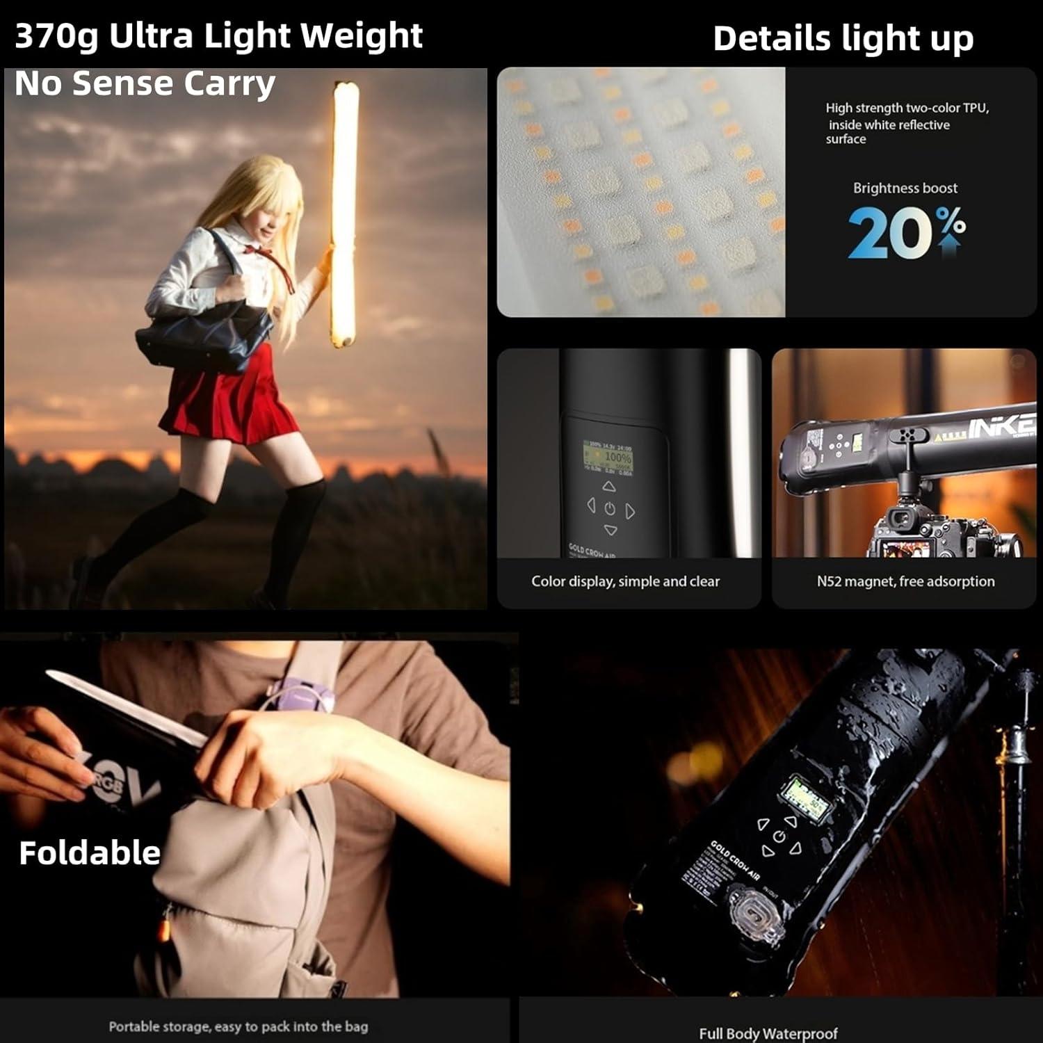 Luz LED Portátil INKEE GC30C 30W RGB Plegable 5000mAh