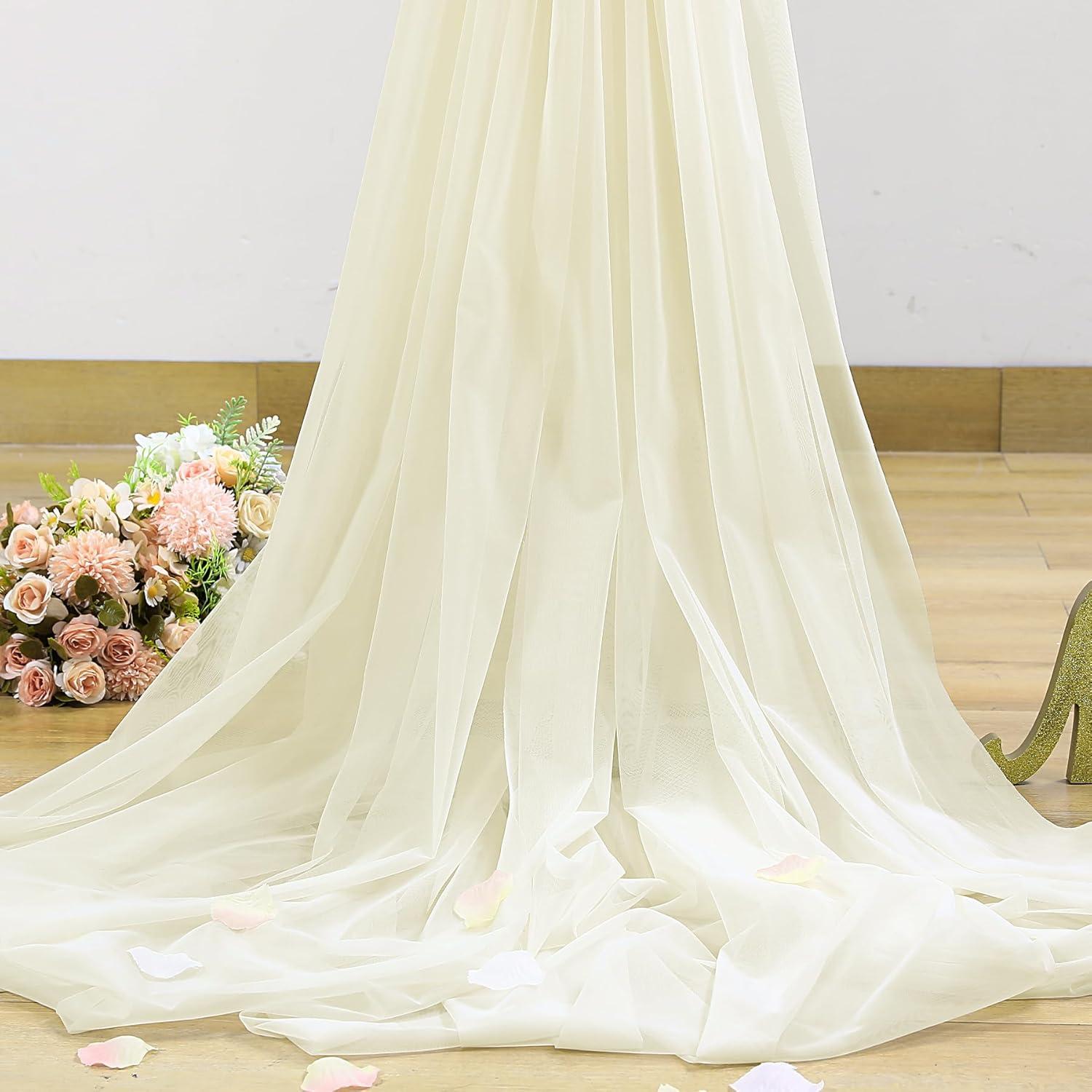 Cortina de fondo de tul marfil 2 paneles 3.05x2.44m para fiestas
