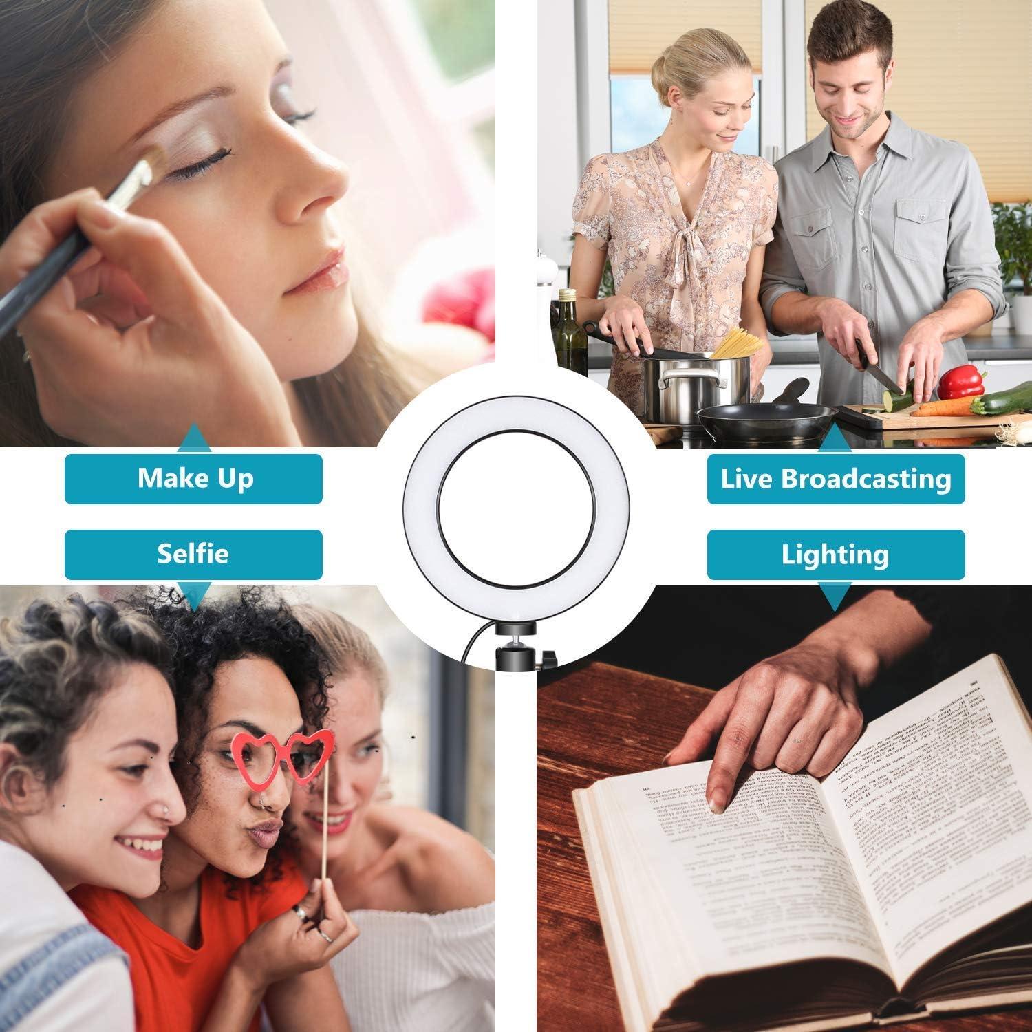 Luz de Anillo USB 20cm Acetaken con Soporte Giratorio 360°