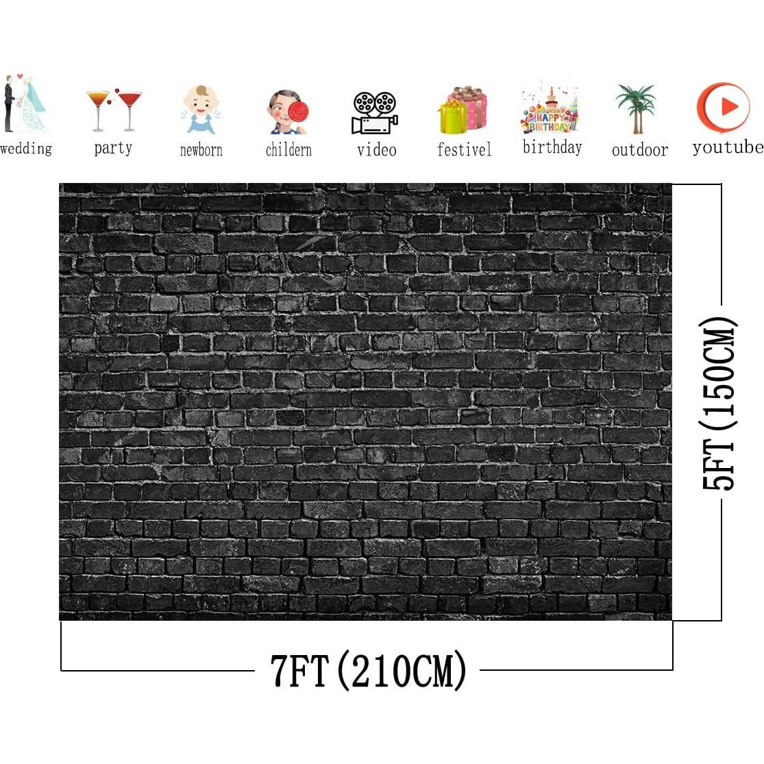 Fondo de Fotografía AIIKES 2.1x1.5m Ladrillo Negro Vintage