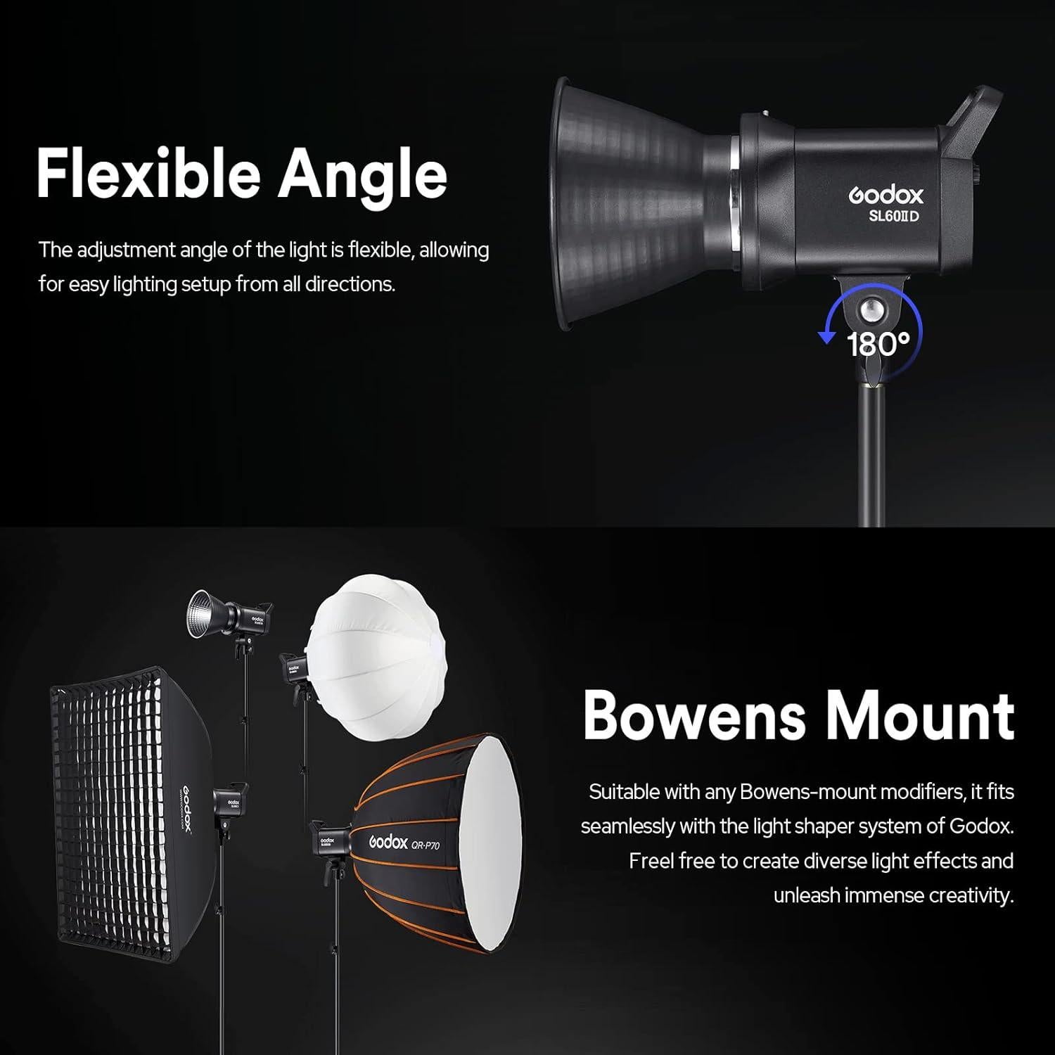 Godox SL60IID Luz de Video LED 70W con Montura Bowens y Control APP