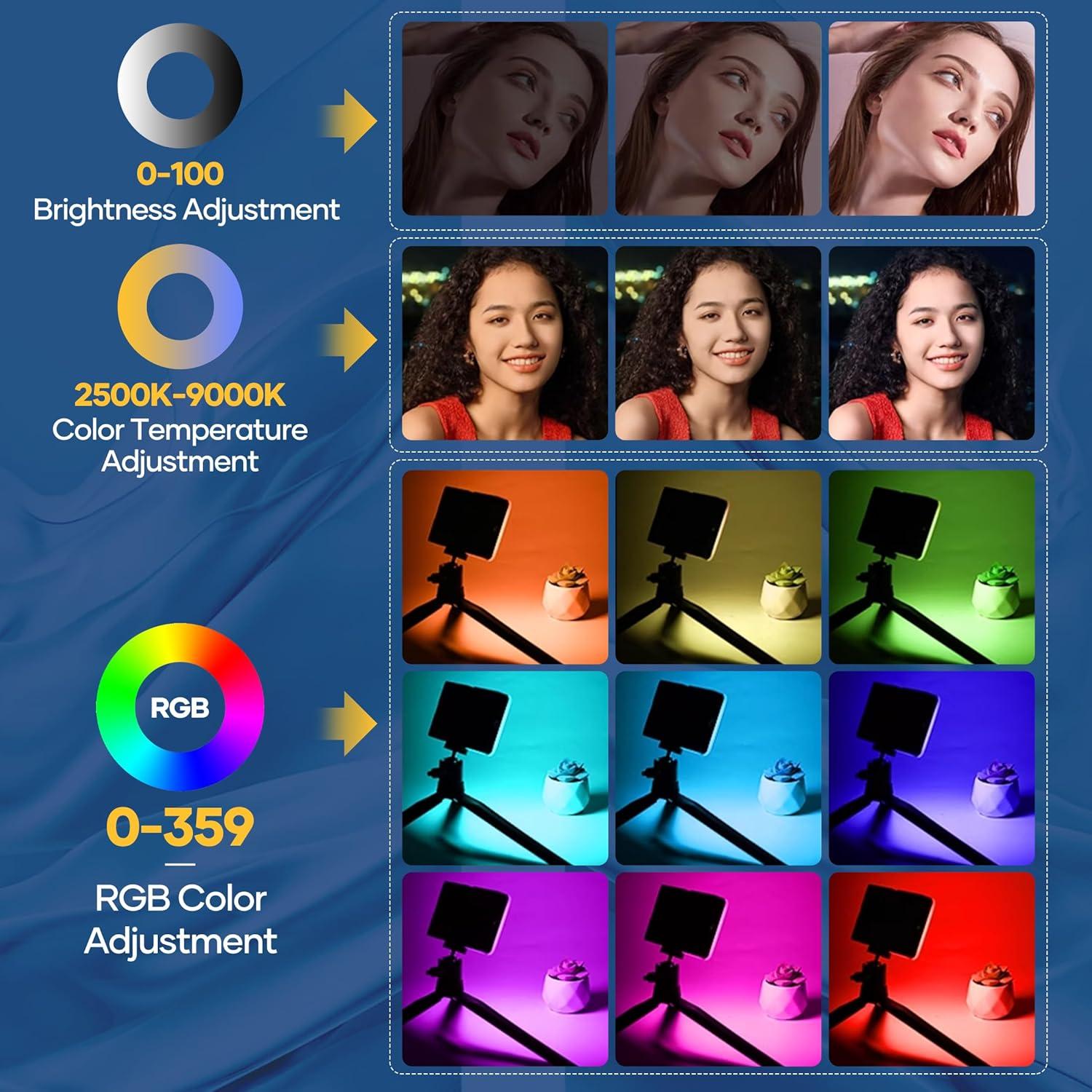 Luz de Selfie SAKER RGB 120 LED 2500K-9000K para Fotografía