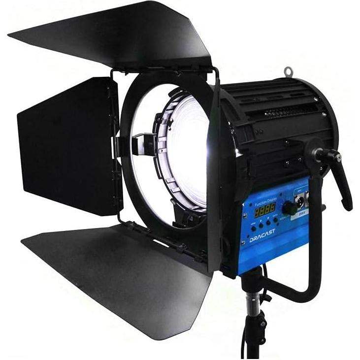 Dracast Fresnel Studio Series LED2000 Bi-Color Light | 15-60 Degree Adjustable Beam Angle | 3000K - 6500K Bicolor Adj CCT | 0% - 100% Dimmer | CRI: > 90