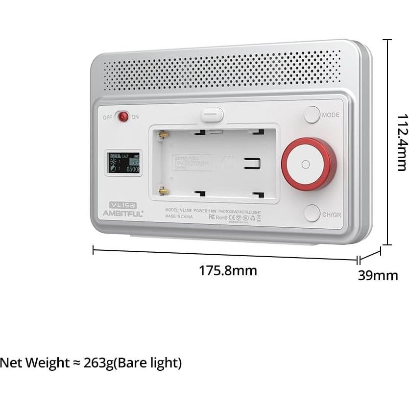 Luz de Relleno Bi-Color Ambitful VL15B 2800-6800K 10 Efectos