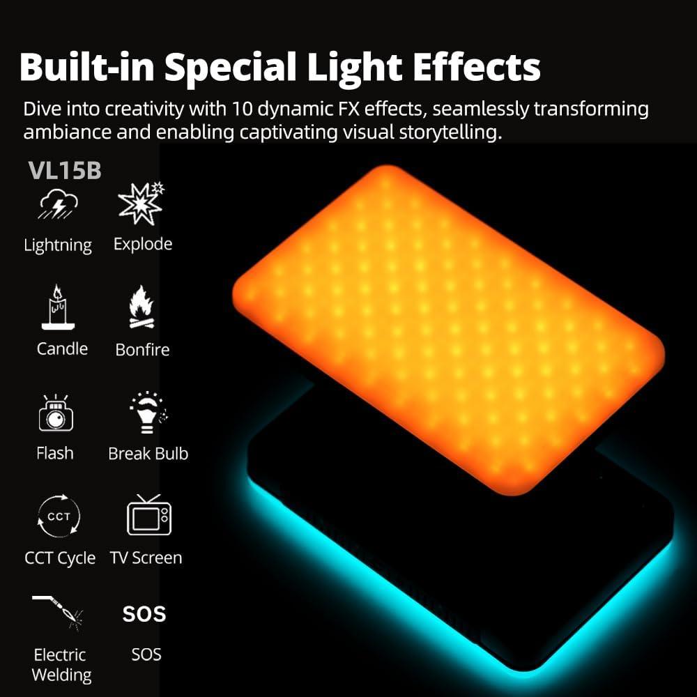 Luz de Relleno Bi-Color Ambitful VL15B 2800-6800K 10 Efectos