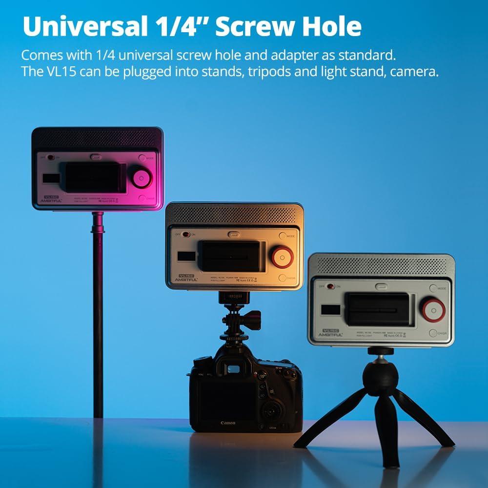 Luz de Relleno Bi-Color Ambitful VL15B 2800-6800K 10 Efectos