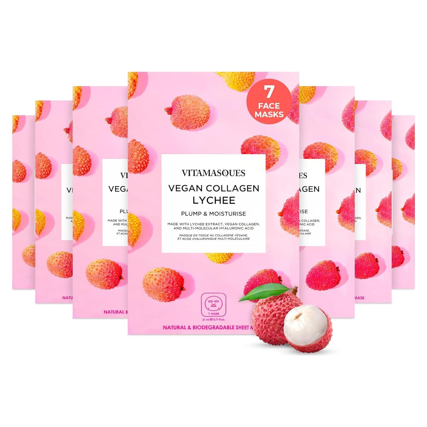 Mascarilla Facial Vitamasques Colágeno Vegano Lychee 17.78x11.18cm