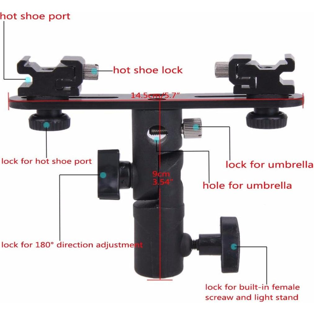 Soporte Doble Ajustable EXMAX E2 para Flash y Paraguas