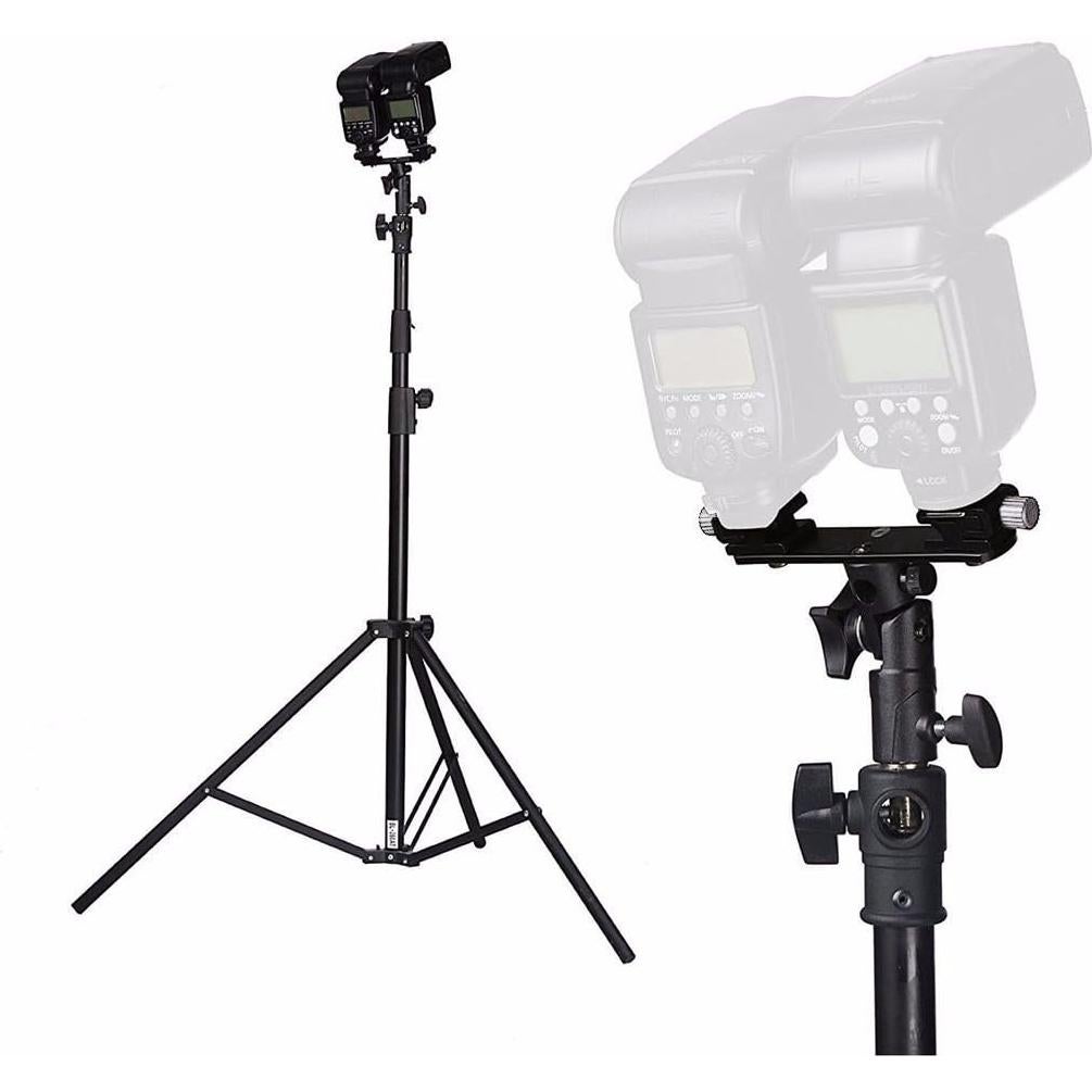 Soporte Doble Ajustable EXMAX E2 para Flash y Paraguas