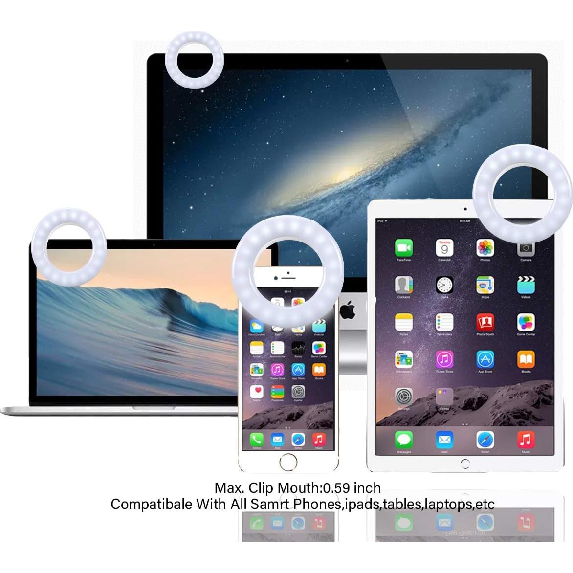 Selfie Ring Light, Oternal Ring Light Rechargeable Portable Clip-on Selfie Fill Light for iPhone Android Smart Phone Photography, Camera Video, Girl Makes up