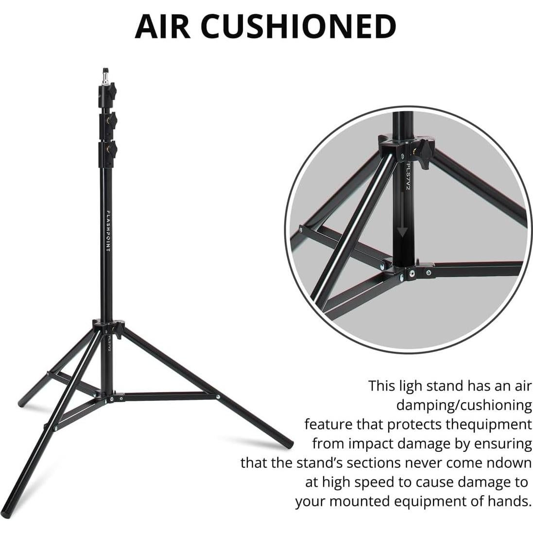 Flashpoint 2X Pro Air-Cushioned Heavy-Duty Light Stand (Black, 7.2')