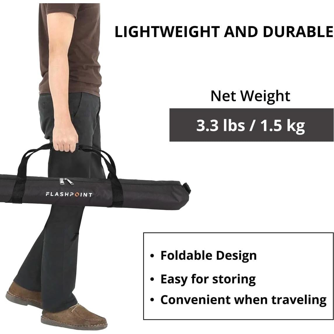 Flashpoint 2X Pro Air-Cushioned Heavy-Duty Light Stand (Black, 7.2')