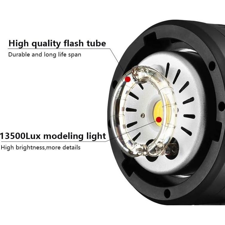 JINBEI 400Ws GN66 Studio Strobe Flash Light Bowens Mount Recycle Time in 0.1-0.9 Sec,Built-in 2.4G Wireless with LED Modeling Lamp Photography Flashes, Include 2.4G Wireless Trigger SPARK-400D