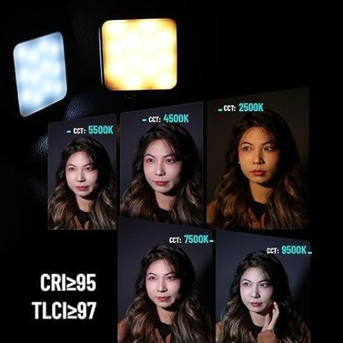 YONGNUO YN60RGB 6W Video Lights, LED Camera Light 360° Full Color Portable Photography Lighting with Cold Shoe, 2000mAh Rechargeable CRI 95+ 2500-9500K Dimmable Panel Lamp Support Magnetic Attraction