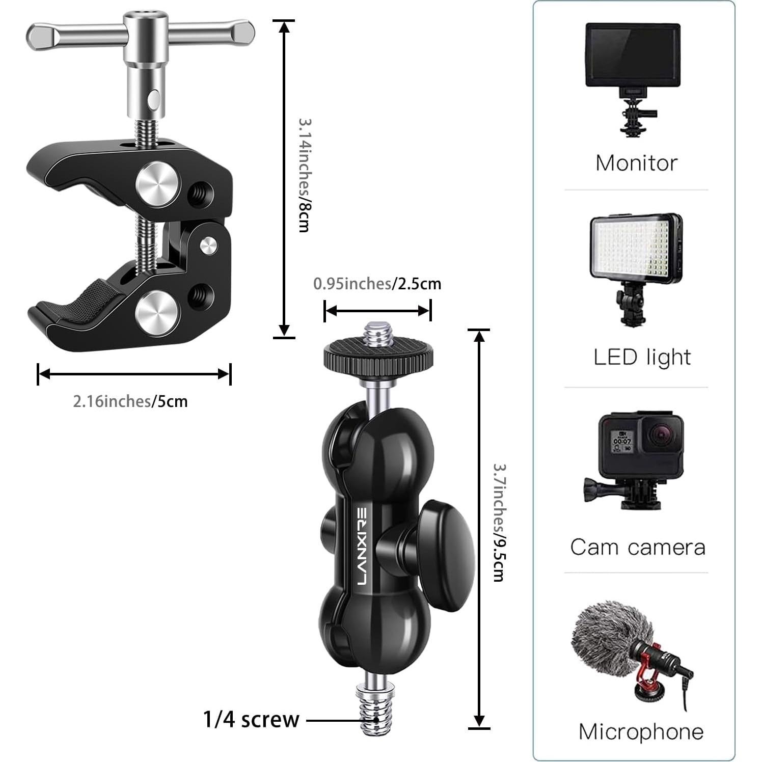 Soporte de Cámara Super Clamp Lanxire con Brazo Mágico 360°