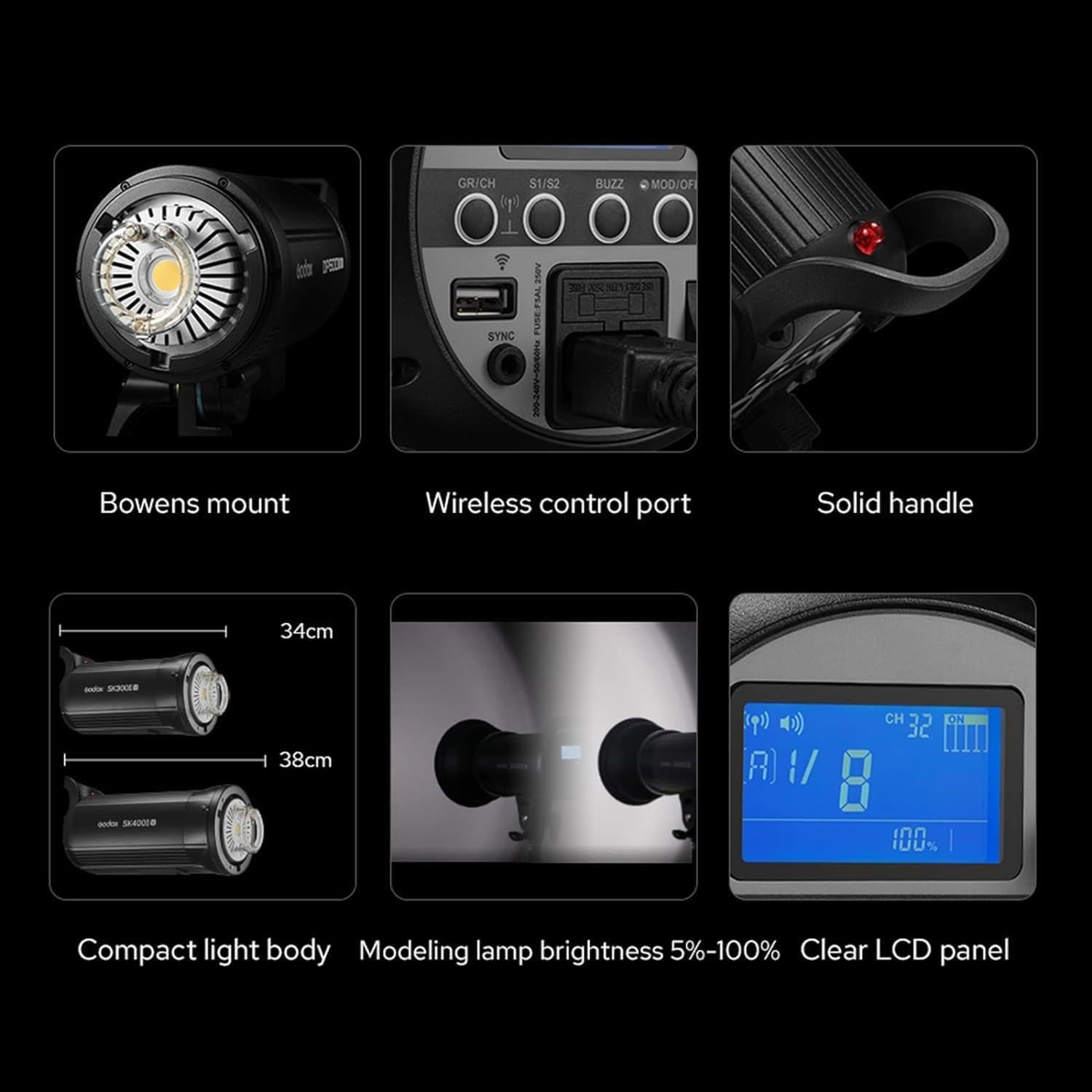 Godox SK400II Flash Estroboscópico Inalámbrico 2.4G 150W