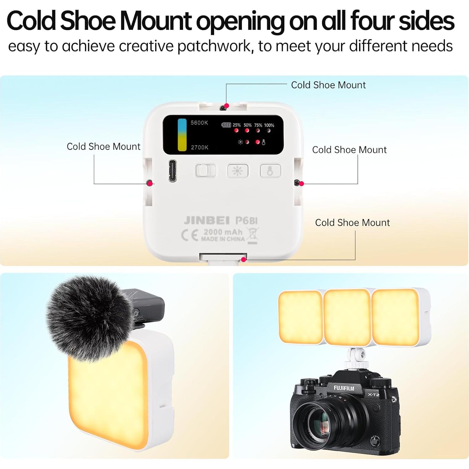 Luz de Video JINBEI P6 Bi-Color LED 2700K-7500K 2000mAh