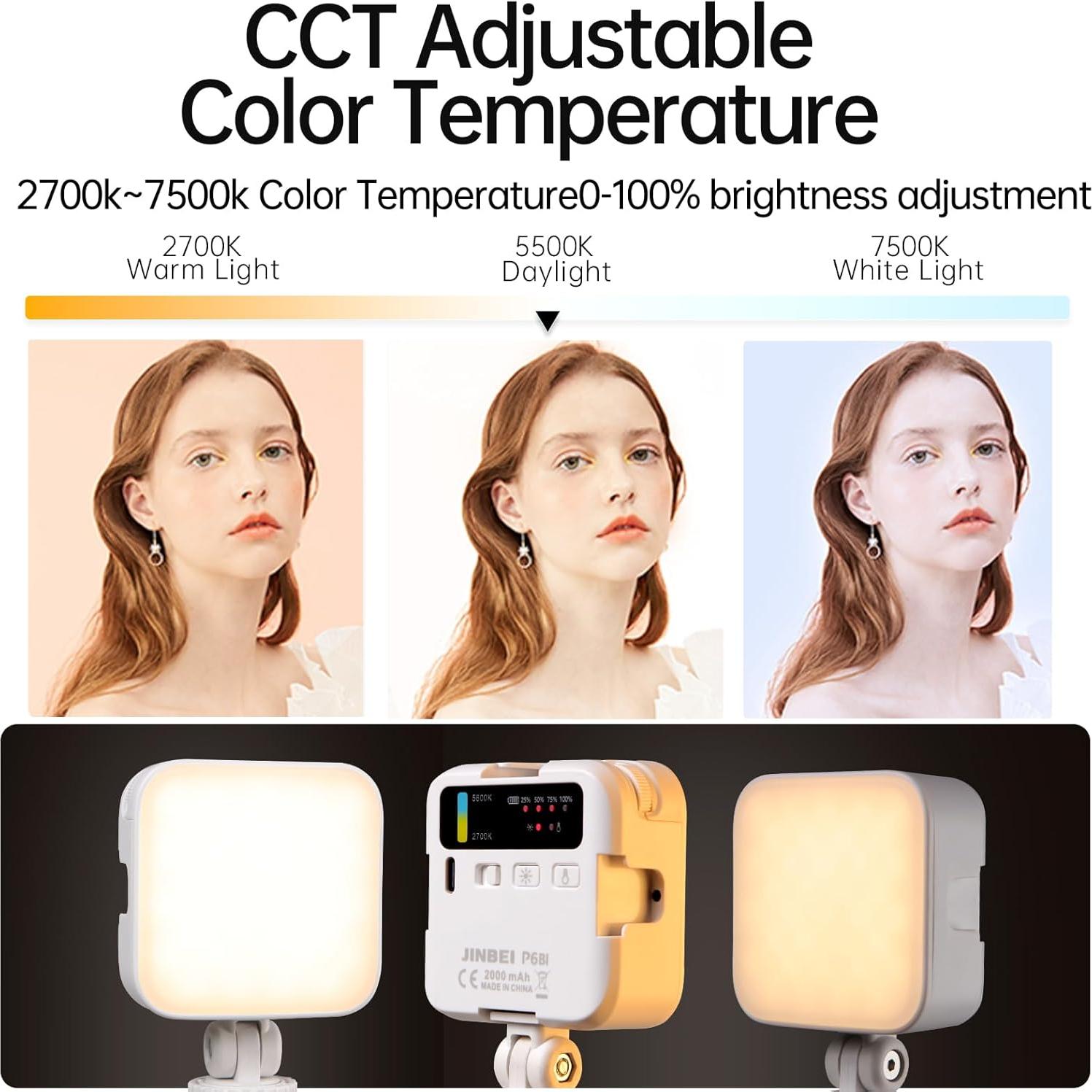 Luz de Video JINBEI P6 Bi-Color LED 2700K-7500K 2000mAh