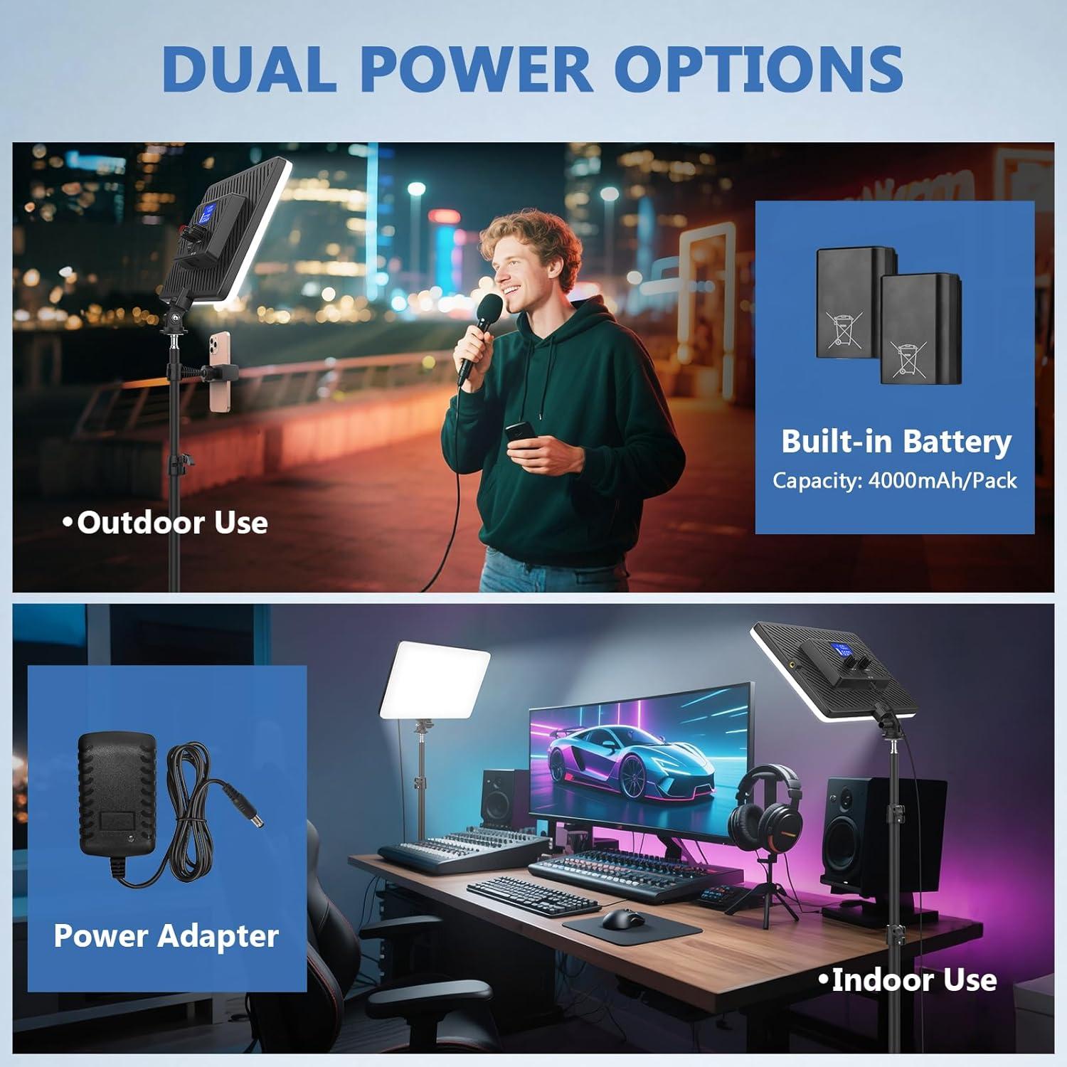 Kit de Luz de Video LED Kmasic 2 Paneles 2500K-8500K 4000mAh