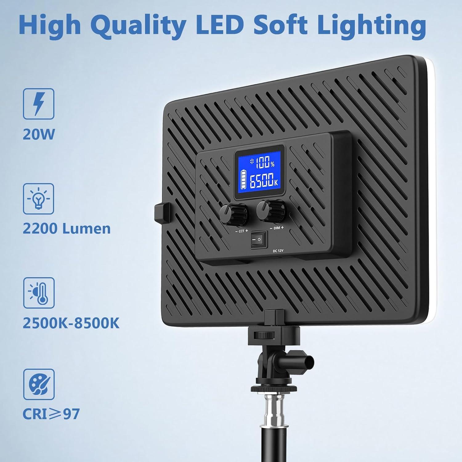 Kit de Luz de Video LED Kmasic 2 Paneles 2500K-8500K 4000mAh