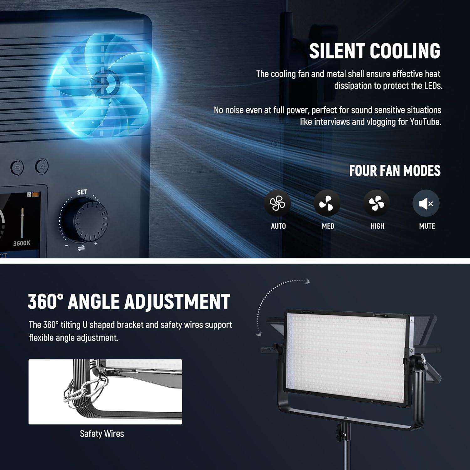 NEEWER AP100B 100W Bi Color LED Panel Video Light Kit, 960 LEDs 38600Lux@0.5m 2500K-8500K with GC21B 21W Handheld LED Tube Light 35.5"/90cm for Pro Studio Photography Recording Stage Lighting