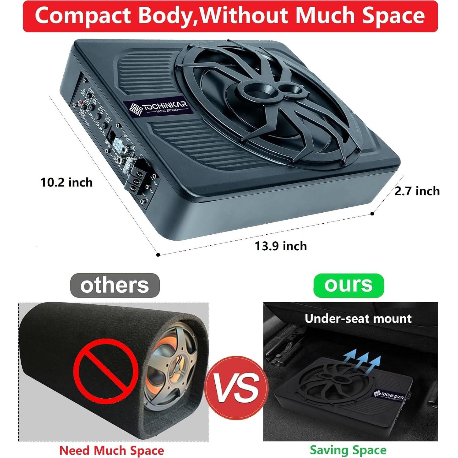 Subwoofer Potenciado Tochinkar 10" 800W con Amplificador y LED