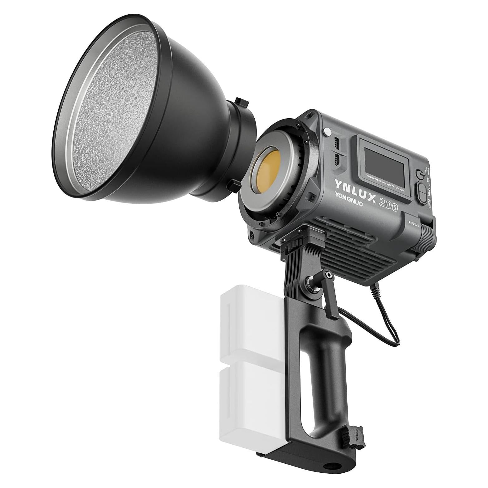 YONGNUO YNLUX200 200W LED Video Light, Handheld Continuous Output Lighting, with Bowens Mount, 2700-6500K Bi-Color, CRI96+ 2.4G Wireless Remote, for Portrait Wedding Outdoor Shooting YouTube Videos