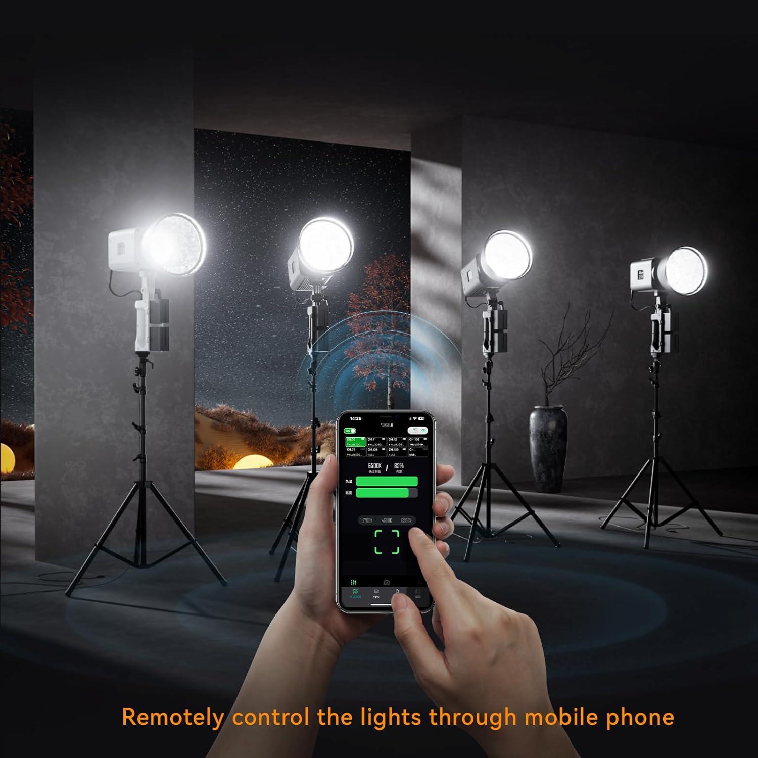 YONGNUO YNLUX200 200W LED Video Light, Handheld Continuous Output Lighting, with Bowens Mount, 2700-6500K Bi-Color, CRI96+ 2.4G Wireless Remote, for Portrait Wedding Outdoor Shooting YouTube Videos