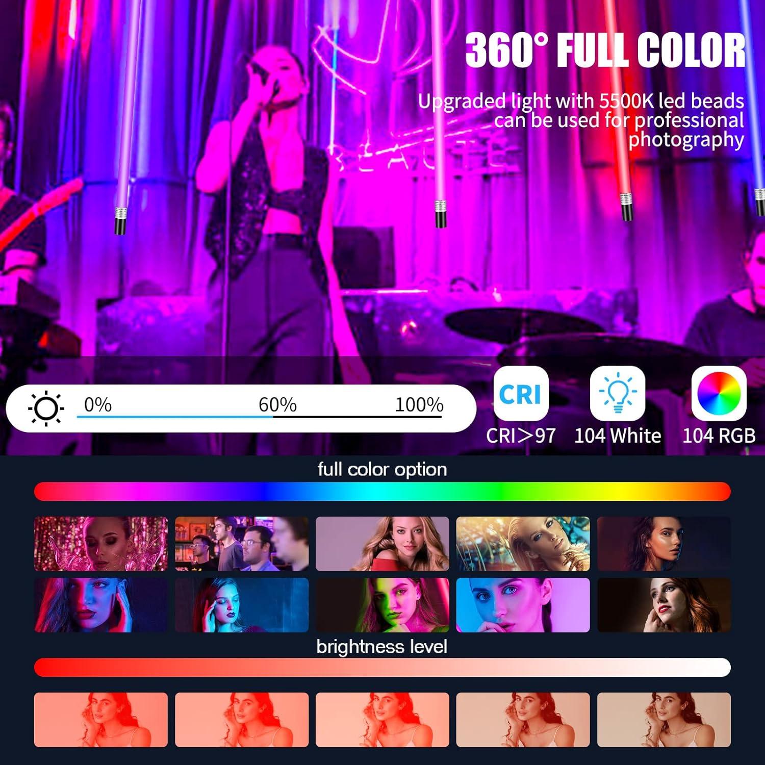 YUNKE Luz de Tubo Portátil RGBW 18W con Control Remoto 5500K